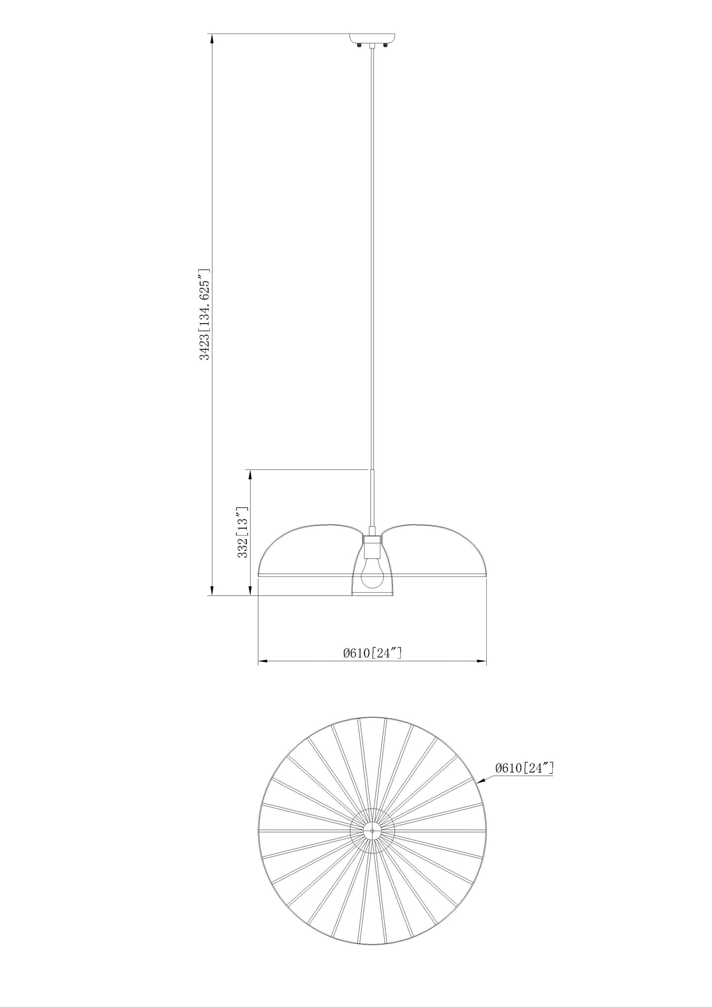 623P24-TXWH - Valencia 1 Light 24" Pendant - Texture White