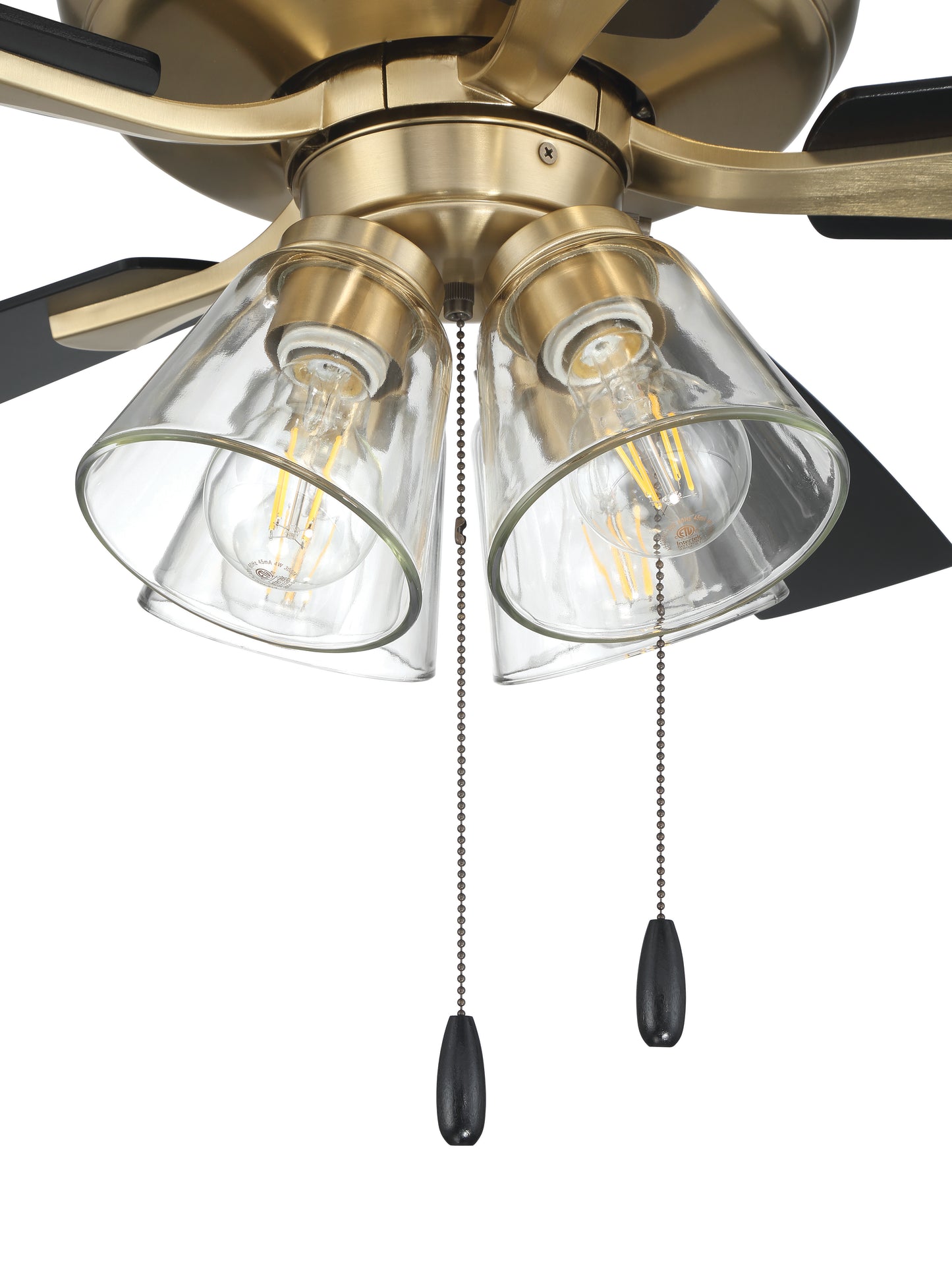 ECF104SB5-BWNFB - Eos Clear 4 Light 52" 5 Blade Ceiling Fan with Light Kit - Satin Brass