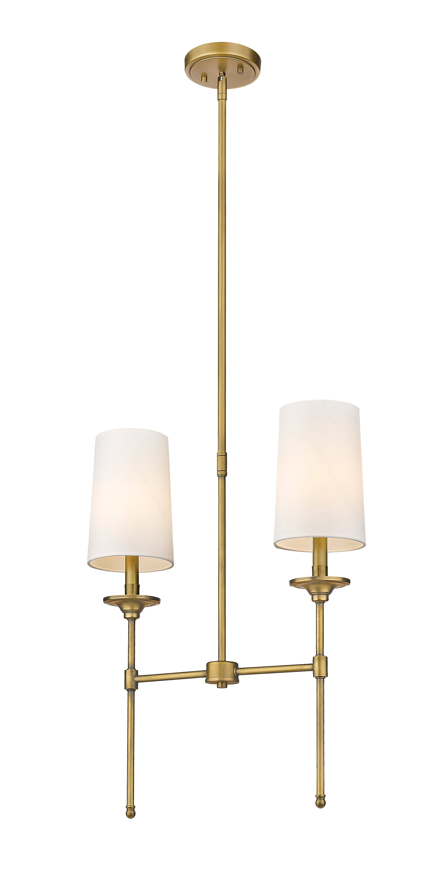 3033-2L-RB - Emily 2 Light Linear 19" Chandelier - Rubbed Brass