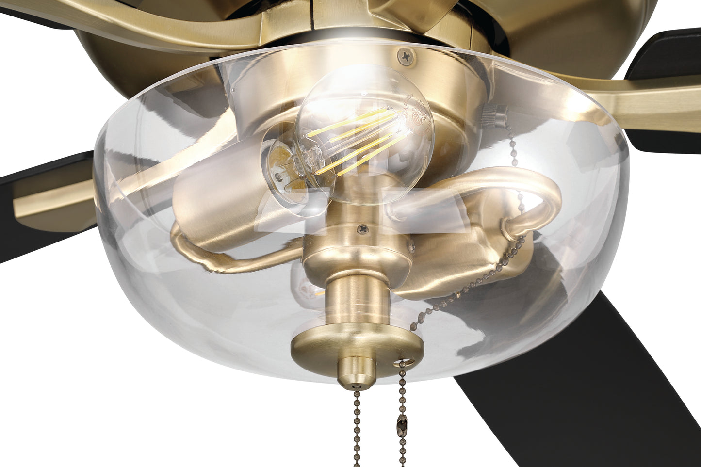 ECF201SB5-BWNFB - EOS 2 Light Clear Bowl 52" Ceiling Fan 52" 5 Blade Ceiling Fan with Light Kit - Satin Brass