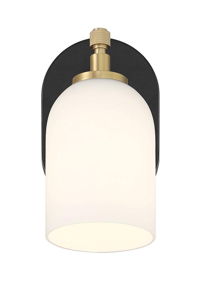 60301-FBSB - Council 1 Light 9" High Wall Sconce - Flat Black / Satin Brass