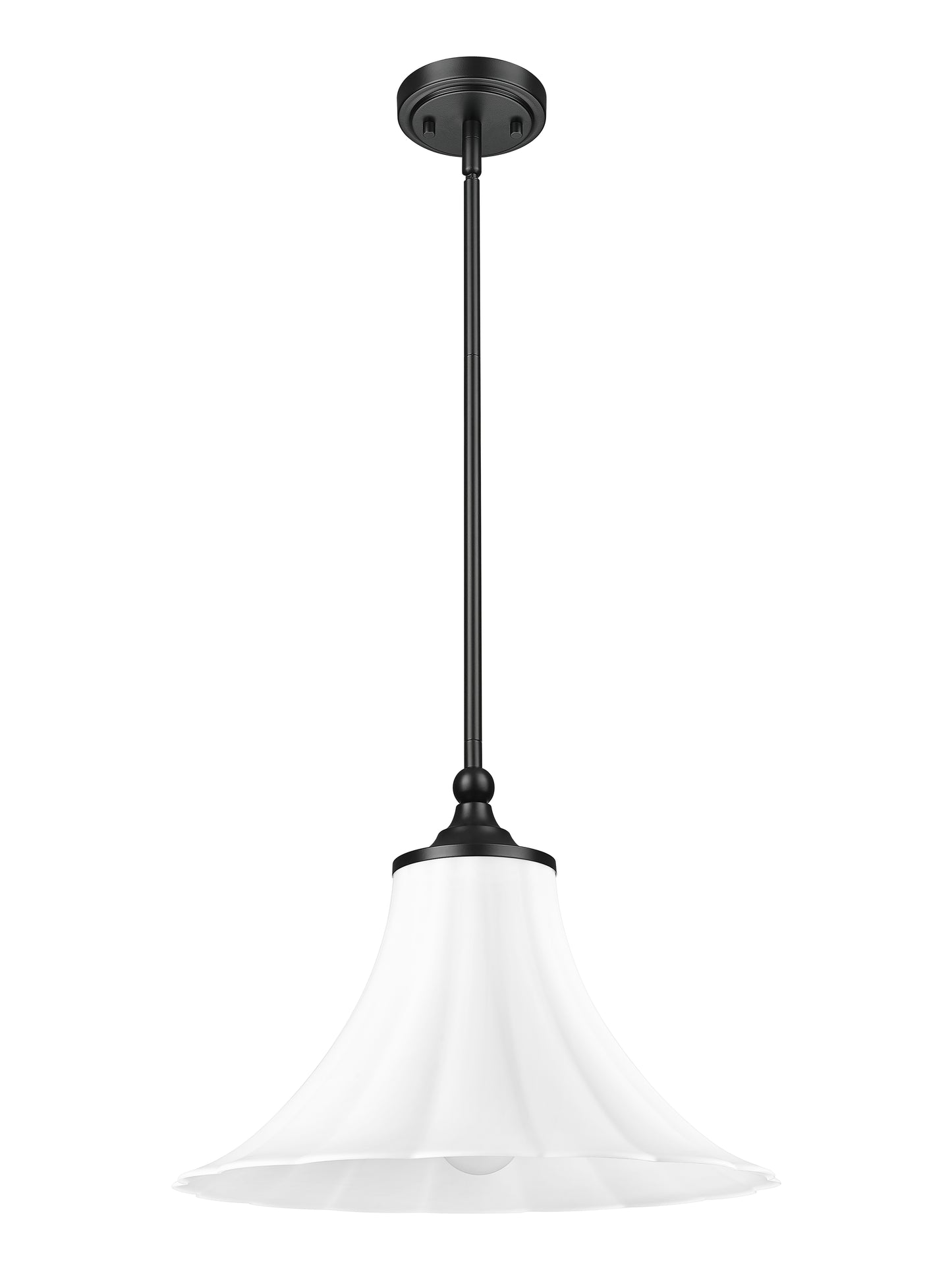 1958P16-MB - Fleur 1 Light 16" Pendant - Matte Black