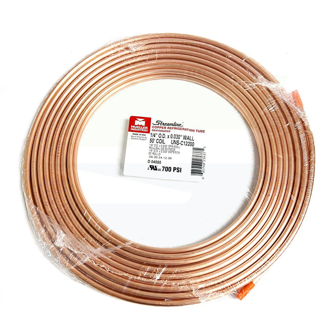 D 06050 - Copper Refrigeration Tube - 1/4" x 50' Coil