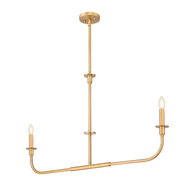 3049-42L-RB - Tova 2 Light Linear 46" Chandelier - Rubbed Brass