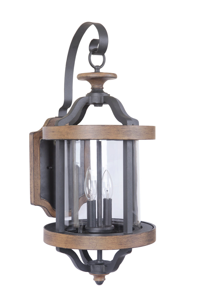 Z7924-TBWB - Ashwood 2 Light 26" High Outdoor Wall Lantern - Textured Black / Whiskey Barrel