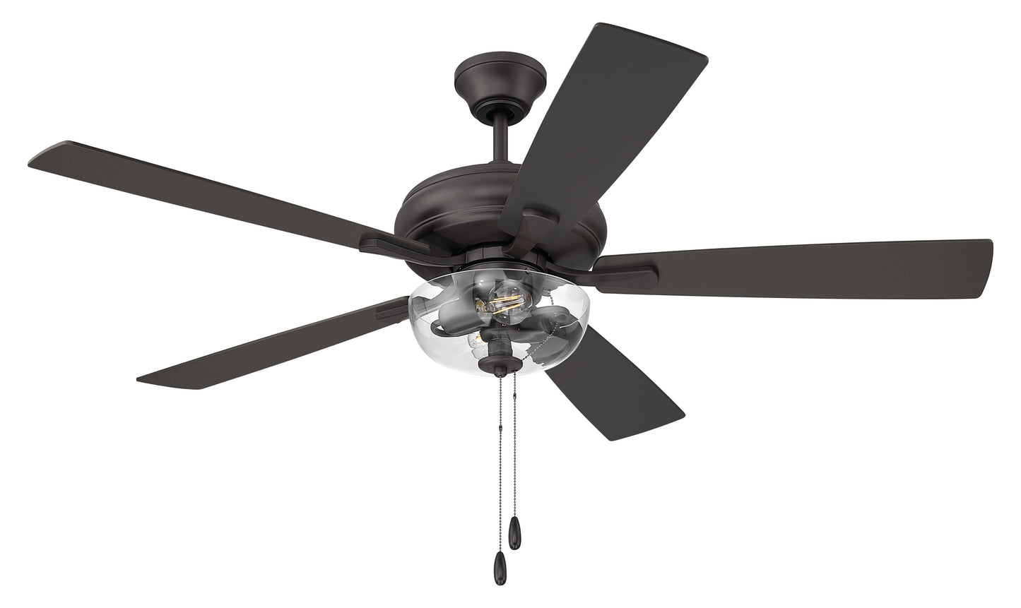 ECF201CBZ5-CBZWLN - EOS 2 Light Clear Bowl 52" Ceiling Fan 52" 5 Blade Ceiling Fan with Light Kit - Classic Bronze