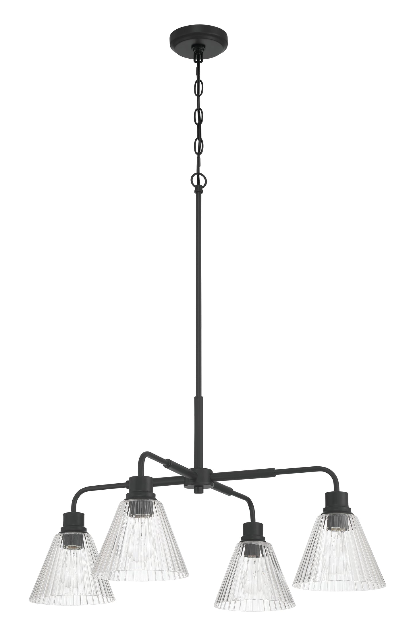 61124-FB - Pleated 4 Light 30" Wide Chandelier - Flat Black