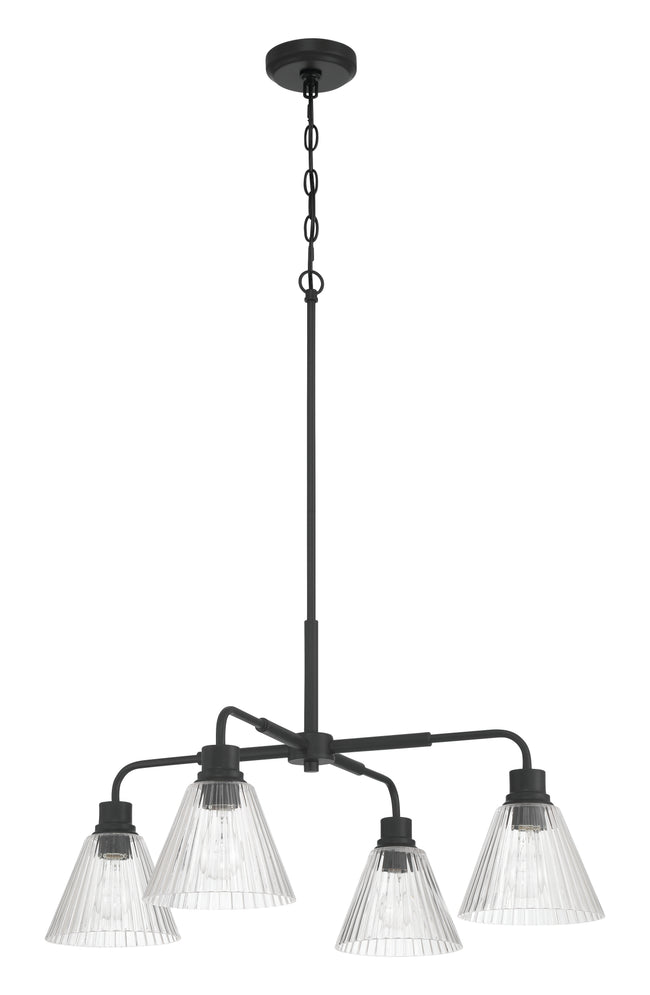 61124-FB - Pleated 4 Light 30" Wide Chandelier - Flat Black