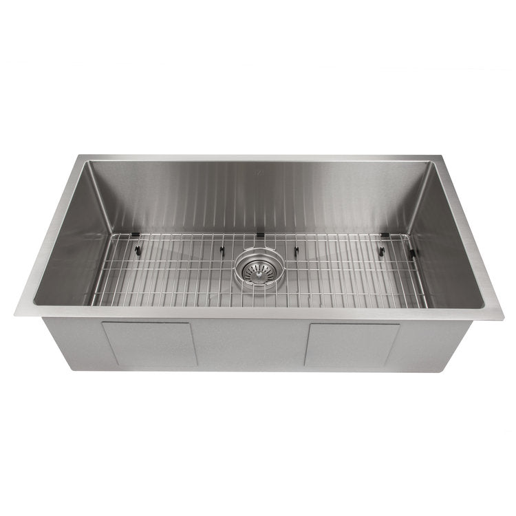SRS-36 - 36" Meribel Undermount Single Bowl Stainless Steel Kitchen Sink with Bottom Grid