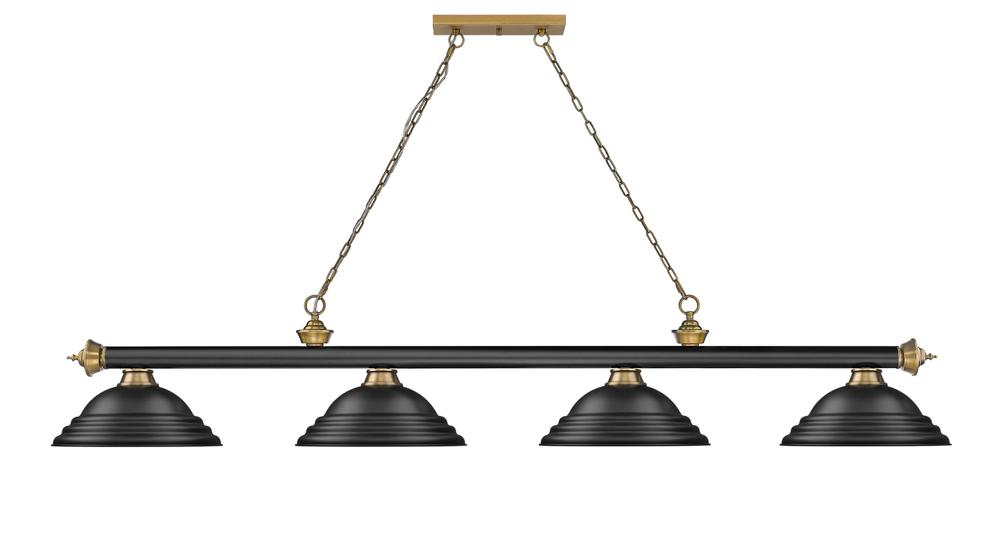 2306-4MB-RB-SMB - Cordon 4 Light 82" Billiard - Matte Black / Rubbed Brass