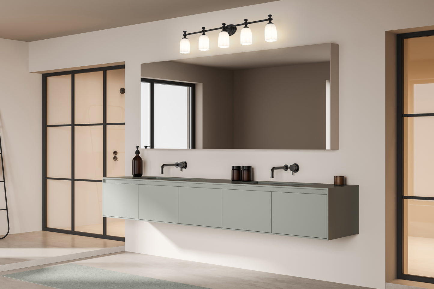 1102-5V-MB - Orion 5 Light 40" Vanity - Matte Black