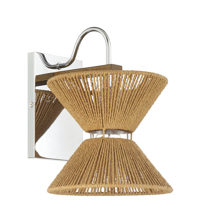 58561-CHWAL - Serena 1 Light 12.13" High Wall Sconce - Chrome / Walnut