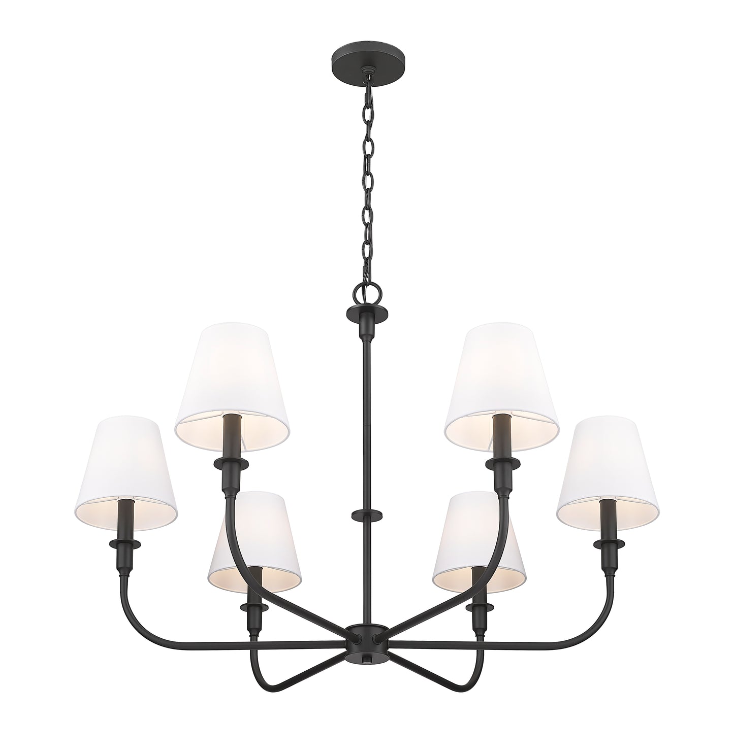 3049-32MB - Tova 6 Light 36" Chandelier - Matte Black
