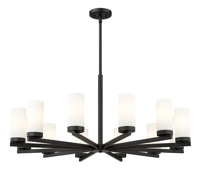 3044-12MB - Danica 12 Light 39" Chandelier - Matte Black