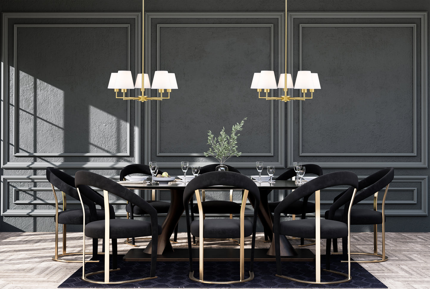 744-26R-LG - Leila 5 Light 26" Chandelier - Luxe Gold