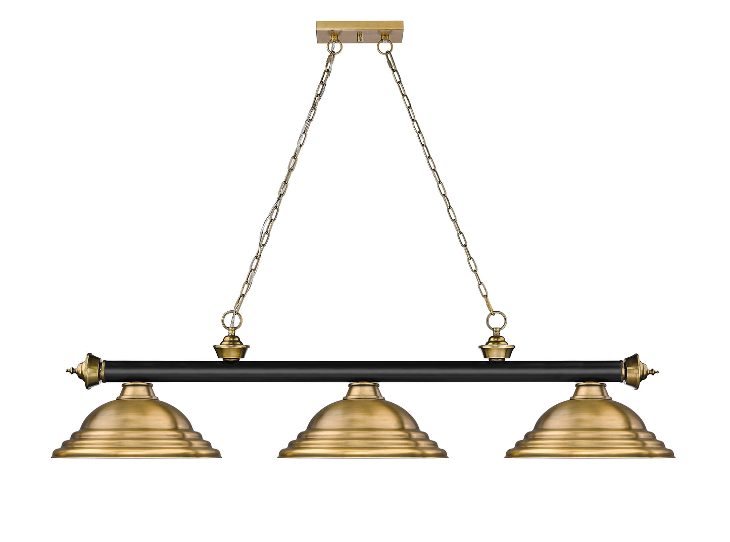 2306-3MB-RB-SRB - Cordon 3 Light 58" Billiard - Matte Black / Rubbed Brass