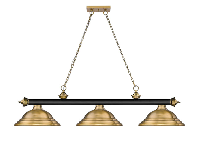2306-3MB-RB-SRB - Cordon 3 Light 58" Billiard - Matte Black / Rubbed Brass