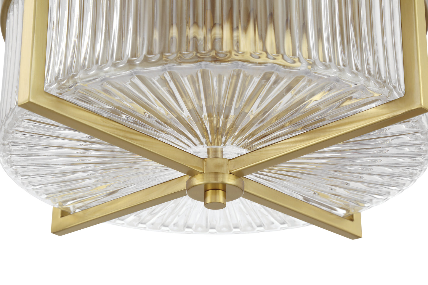 60183-SB - Whittley 3 Light 13.75" Wide Flush Mount - Satin Brass