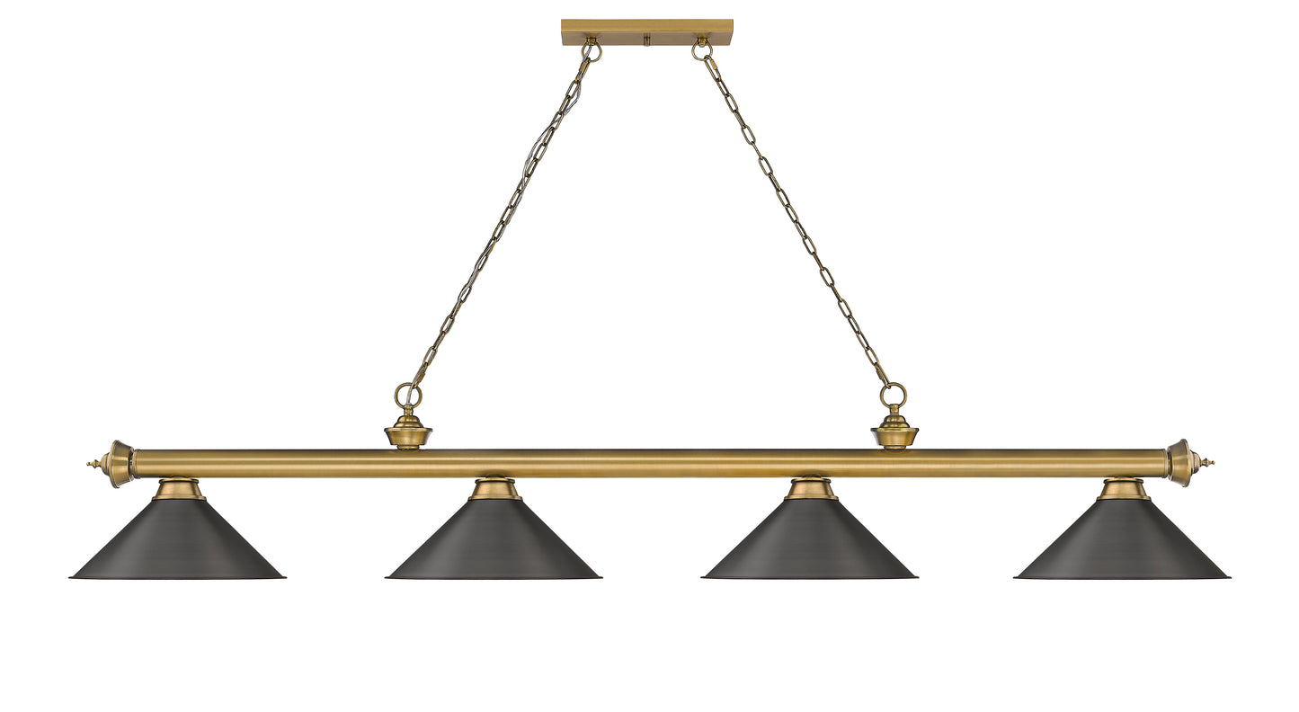 2306-4RB-BRZ15 - Cordon 4 Light 81" Billiard - Rubbed Brass