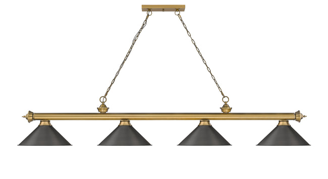 2306-4RB-BRZ15 - Cordon 4 Light 81" Billiard - Rubbed Brass
