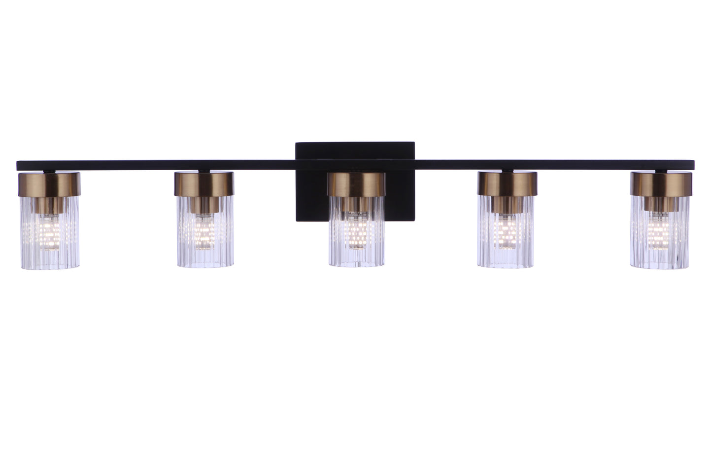 11835FBSB5 - Bond Street 5 Light 35" Wide Vanity Light - Flat Black / Satin Brass