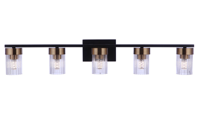 11835FBSB5 - Bond Street 5 Light 35" Wide Vanity Light - Flat Black / Satin Brass