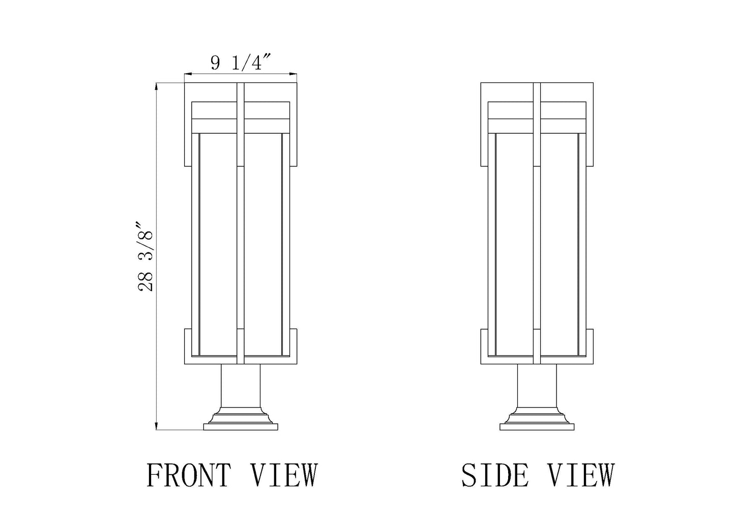 5031PHBR-533PM-BK - Fortis 2 Light Outdoor Pier Mounted 28" Fixture - Sand Black
