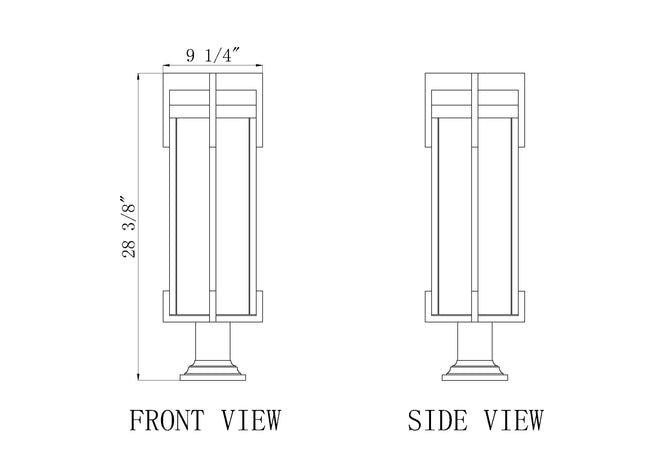 5031PHBR-533PM-BK - Fortis 2 Light Outdoor Pier Mounted 28" Fixture - Sand Black