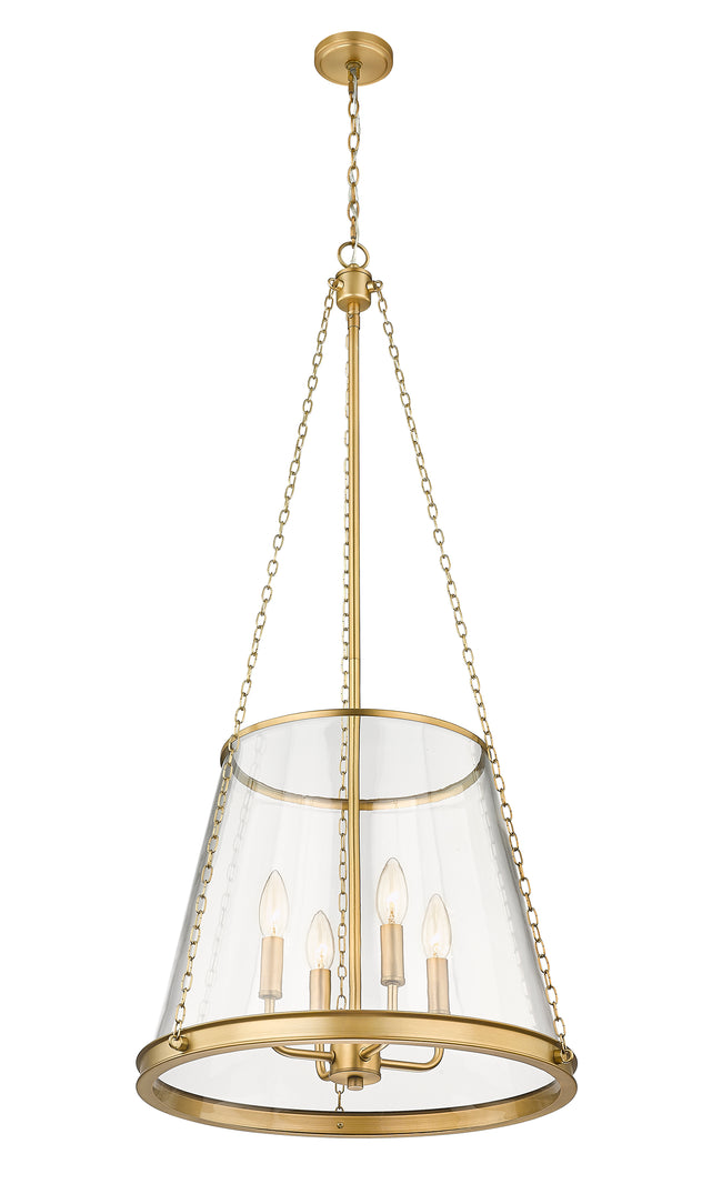 341P18-RB - Prescott 4 Light 18" Pendant - Rubbed Brass