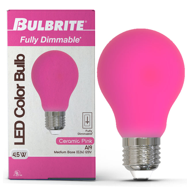 776110 - Filaments Dimmable Ceramic Pink A19 LED Light Bulb - 4.5 Watt - 10 Pack