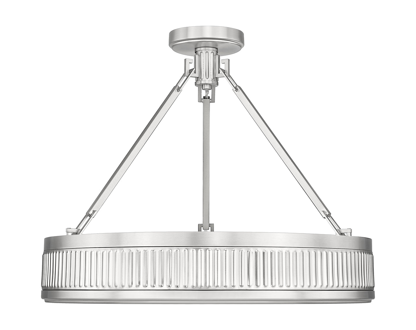 3046SF22-SN-LED - Quinn 3 Light Semi Flush 22" Mount - Satin Nickel