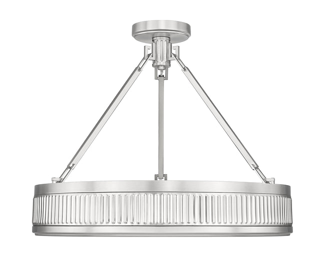 3046SF22-SN-LED - Quinn 3 Light Semi Flush 22" Mount - Satin Nickel