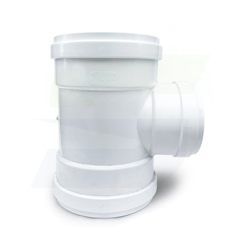 gasketed reducing tee sewer fitting upright side