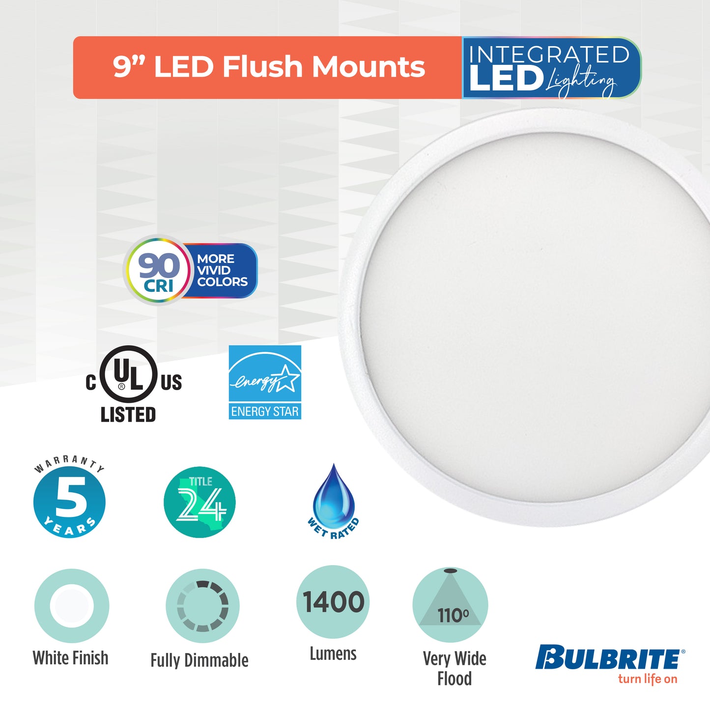 773611 - 9" Flush Mount LED Ceiling Light - 10.3 Watt - Adjustable CCT - White