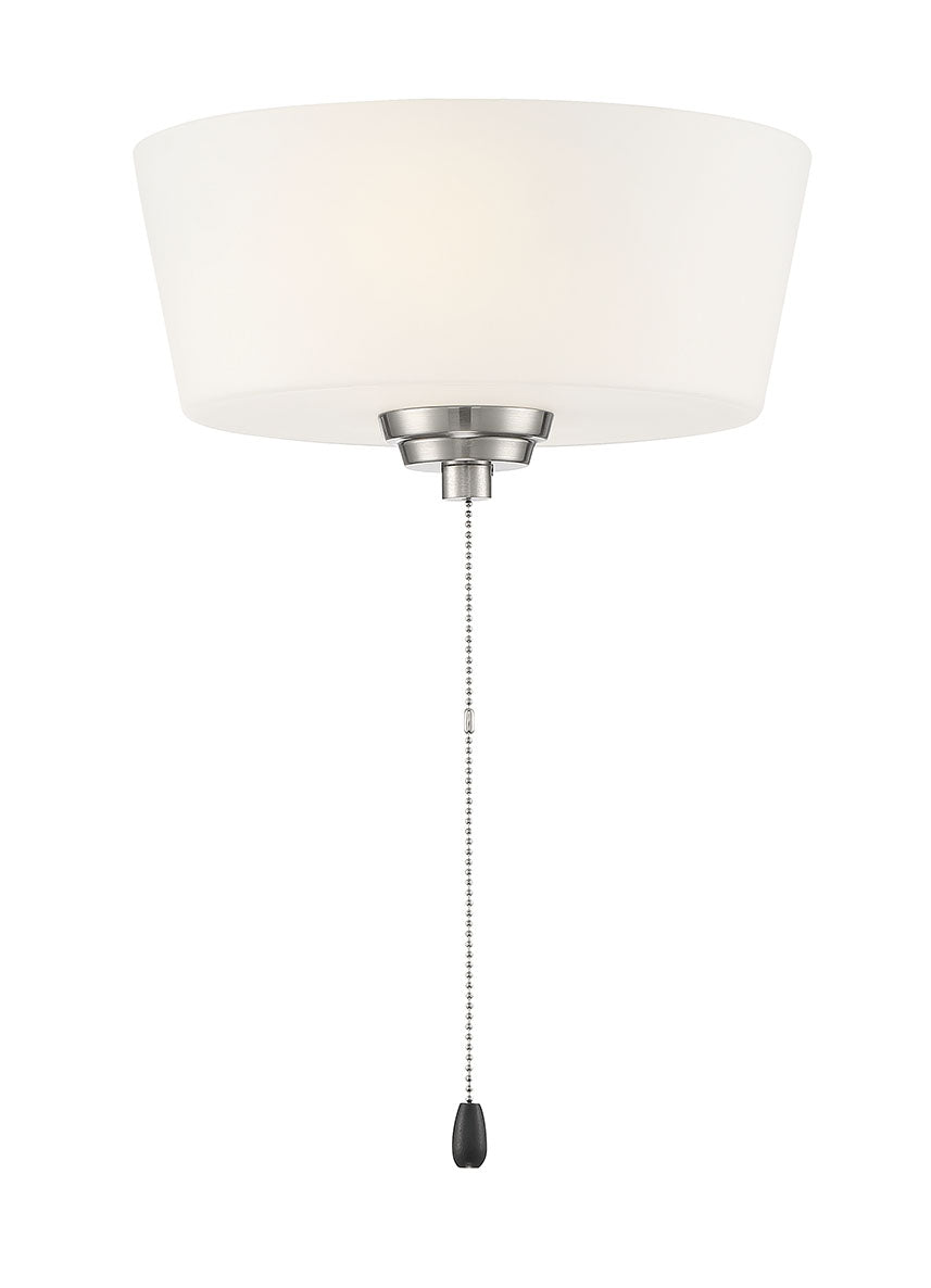LK2802-BNK-WG-LED - 2 Light Energy Star Bowl Fan Light Kit in Brushed Polished Nickel w White Glass