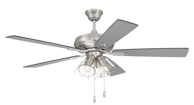 ECF104BNK5-BNGW - Eos Clear 4 Light 52" 5 Blade Ceiling Fan with Light Kit - Brushed Nickel