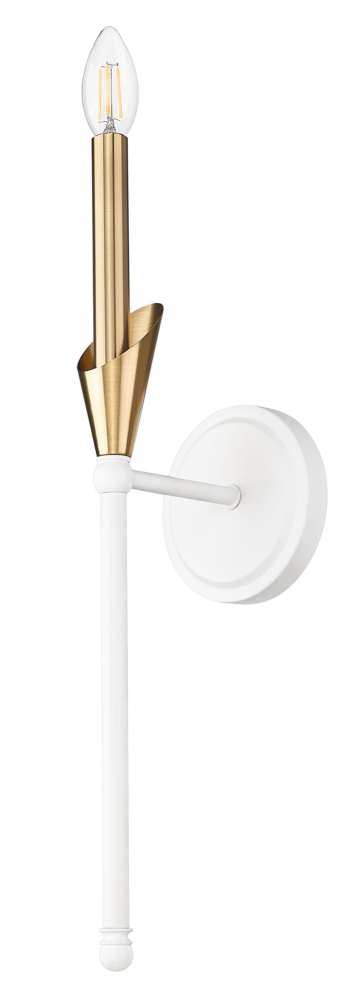 4014-1SA-TW-MGLD - Claudelle 1 Light Wall 24" Sconce - Tundra White / Modern Gold