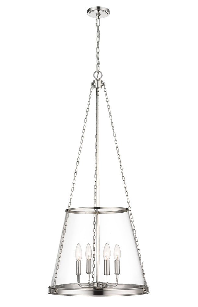 341P18-PN - Prescott 4 Light 18" Pendant - Polished Nickel
