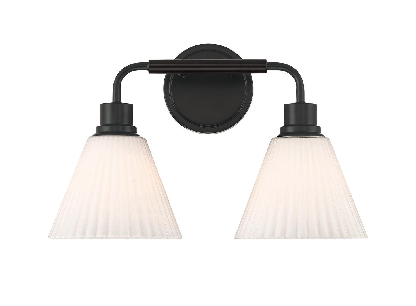 62302-FB - Pleated II 2 Light 17" Wide Vanity Light - Flat Black
