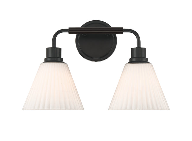 62302-FB - Pleated II 2 Light 17" Wide Vanity Light - Flat Black