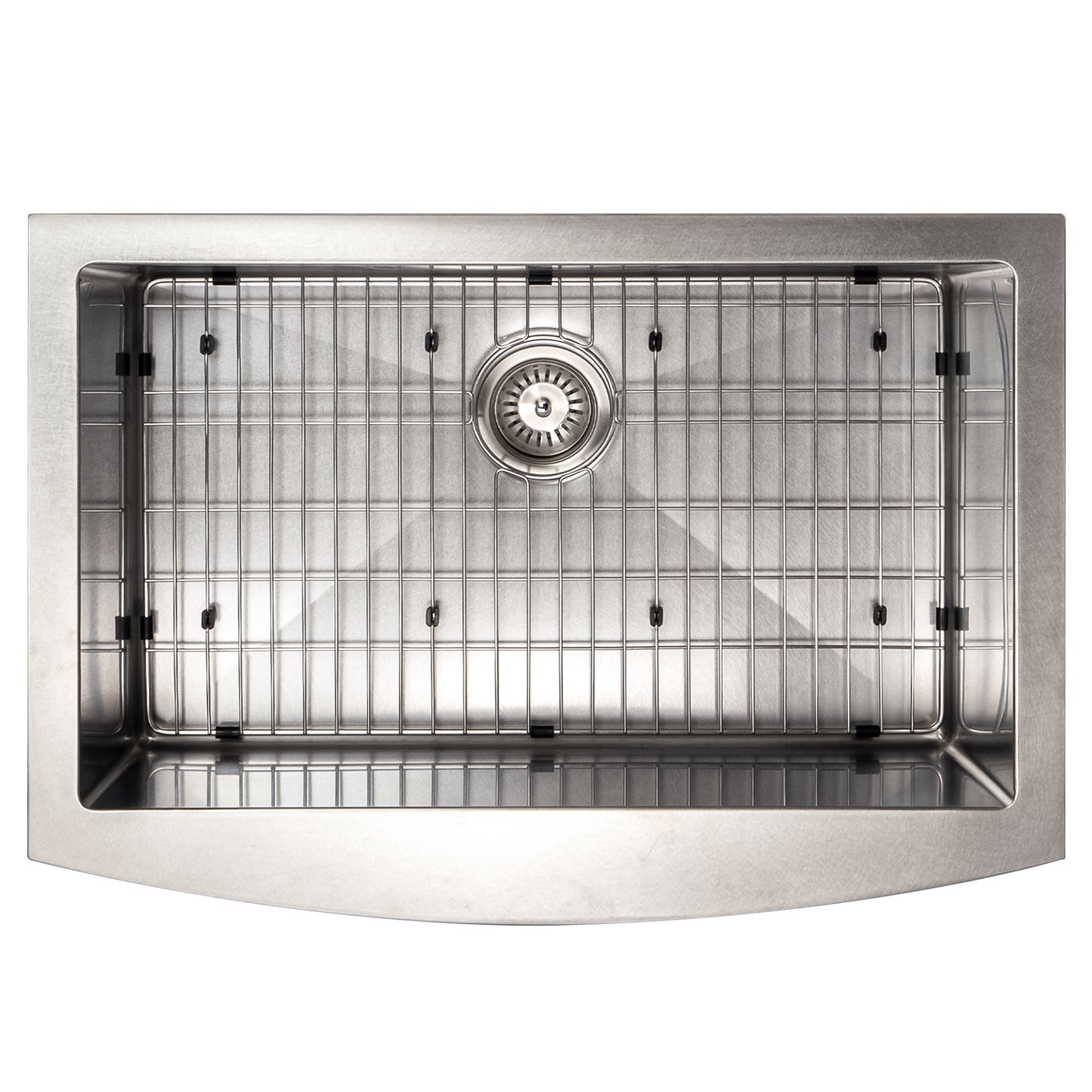 SAS-30S - 30" Zermatt Farmhouse Apron Mount Single Bowl Satin Stainless Steel Kitchen Sink with Bottom Grid