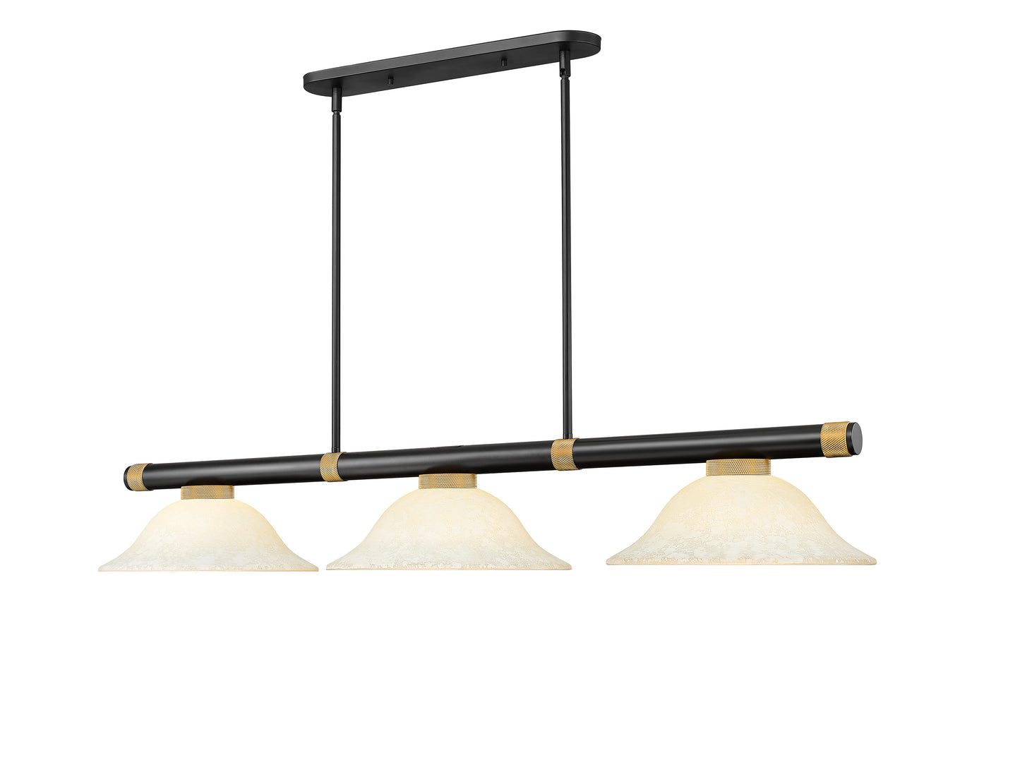 3050-3MB-RB-GM16 - Vanguard 3 Light 58" Billiard - Matte Black / Rubbed Brass