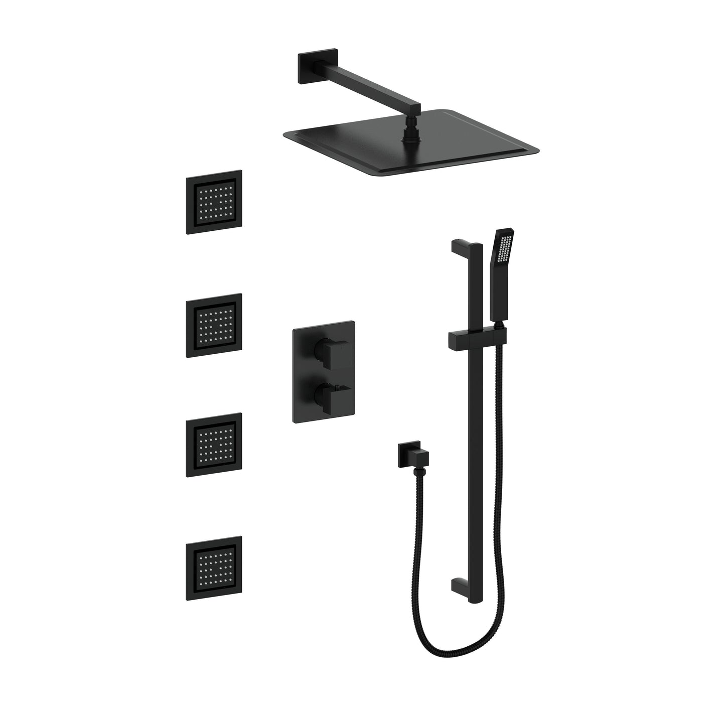 CBY-SHS-T3-MB - Autograph Edition Crystal Bay Thermostatic Shower System with Body Jets in Matte Black
