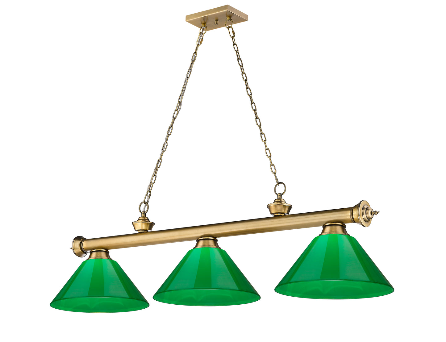2306-3RB-PGR - Cordon 3 Light 57" Billiard - Rubbed Brass