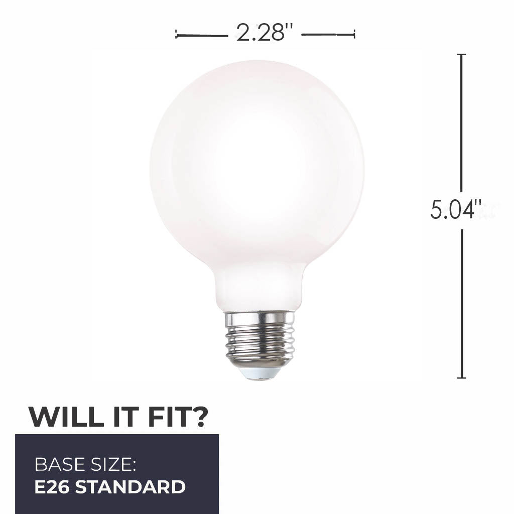 776218 - Dimmable Milky G25 LED Light Bulb - 7 Watt - 2700K - 8 Pack