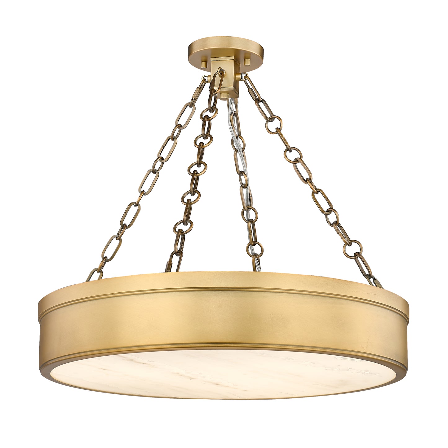 1944SF22-RB-LED - Anders 3 Light Semi Flush 22" Mount - Rubbed Brass