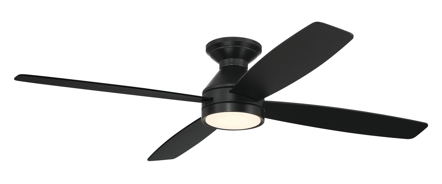 DMC52FB4 - DeMarco 52" 4-blade Ceiling Fan Indoor/Outdoor Damp Rated 52" 4 Blade Indoor Outdoor Ceiling Fan with Light Kit - Flat Black