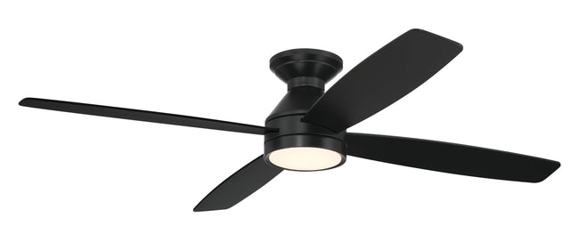 DMC52FB4 - DeMarco 52" 4-blade Ceiling Fan Indoor/Outdoor Damp Rated 52" 4 Blade Indoor Outdoor Ceiling Fan with Light Kit - Flat Black