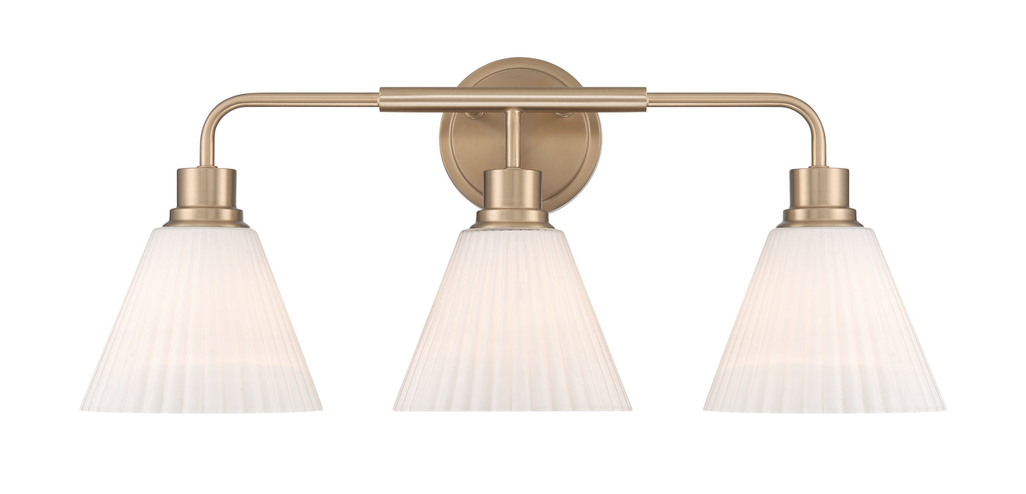 62303-CPZ - Pleated II 3 Light 25" Wide Vanity Light - Premium Bronze