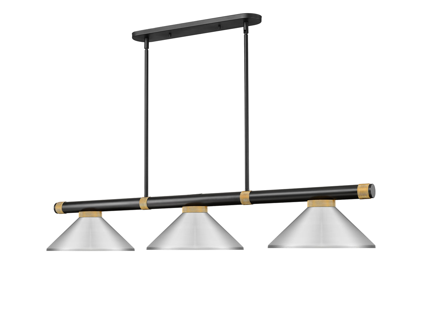 3050-3MB-RB-MBN - Vanguard 3 Light 58" Billiard - Matte Black / Rubbed Brass